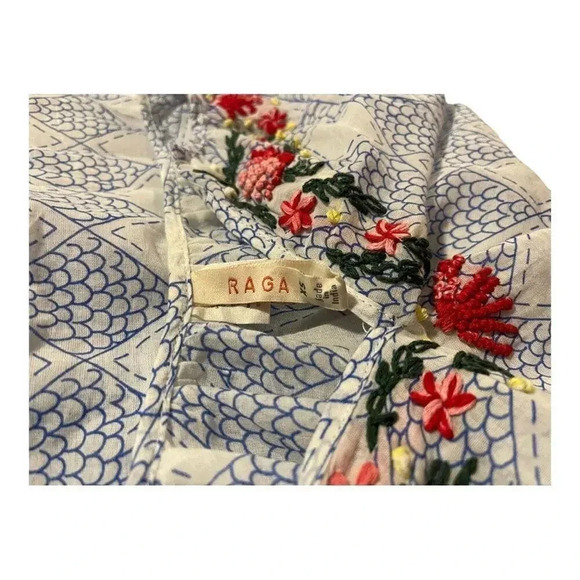 RAGA Women’s XS Santa Barbara Embroidered Flowy Blouse Boho Peasant‎ - Picture 4 of 4